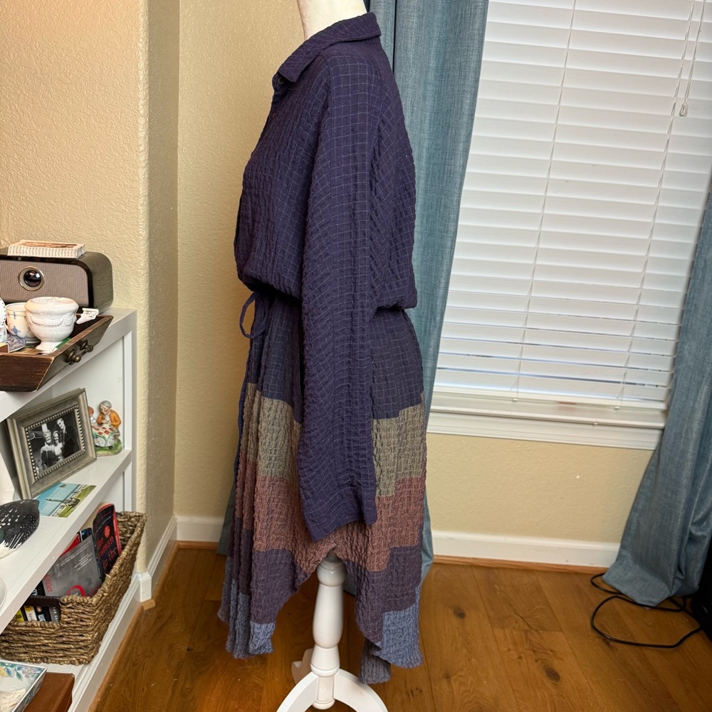 Free People Ray of Light Colorblock Shirtdress w/ Pockets Plum Sz M - Picture 7 of 11